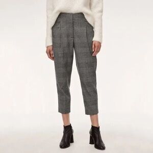 Aritzia Wilfred Gimont Pant Plaid Wool Crop Trousers Straight Leg checkered 6